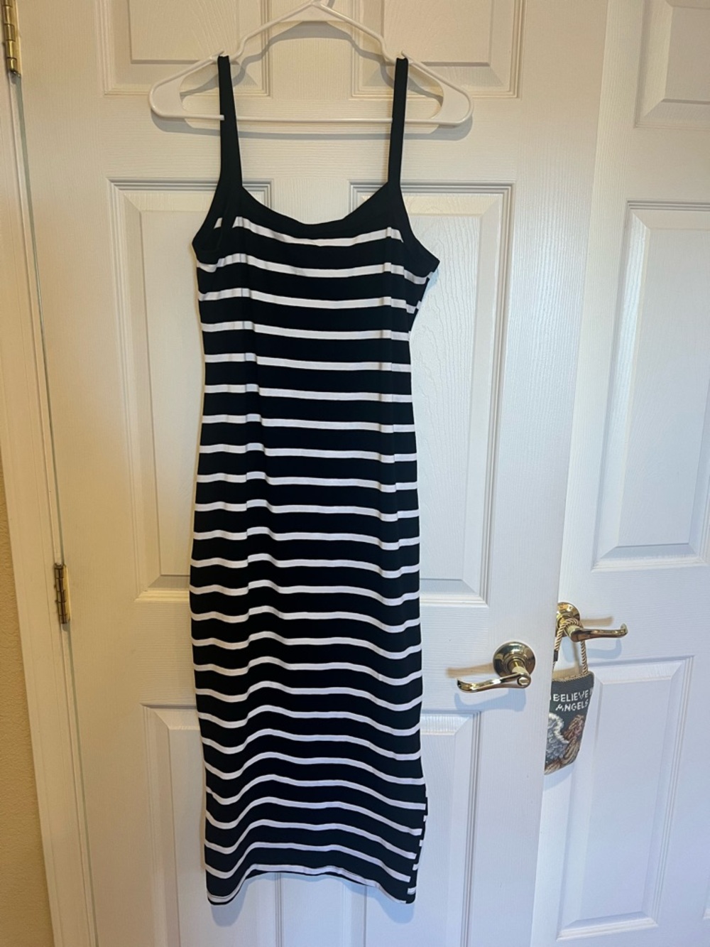 Classic Navy Blue & White Striped Tank Midi Dress